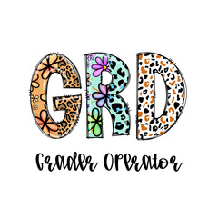 Grd Toddler Operator Design with Flowers and Leopard Print