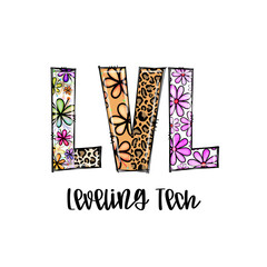 Fototapeta premium Lvl Leveling Tech Design with Flowers and Leopard Print