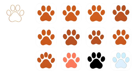 Fototapeta premium paw print icon, animal paw icon, dog paw icon, cat paw icon, paw symbol, paw mark icon, pet paw icon, paw silhouette, paw footprint icon, paw vector, paw print design, puppy paw icon, kitten paw icon,