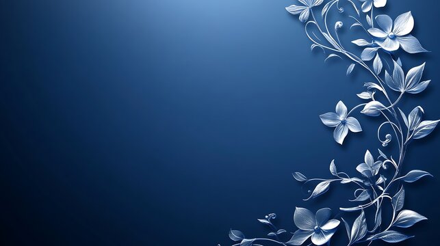 Elegant floral border on dark blue background