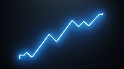 Neon blue upward trend graph