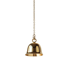 The Melodic Charm A Gleaming Golden Bell Swinging From a Delicate Chain. On a White or Clear Surface [Transparent Background PNG].