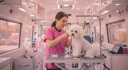 Mobile Dog Grooming Salon Pampered Pups on Wheels, Convenient Pet Care Services