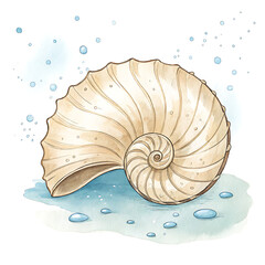 Obraz premium Artistic Illustration of a Sea Shell Clipart in a Serene Ocean Environment