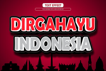 Fototapeta premium Indonesia editable text effect 3d emboss cartoon
