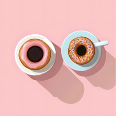 Sweet Treats Donuts and Coffee, A Delightful Morning Illustration
