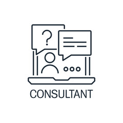 Business consultant online. Operational assistant.Vector  illustration isolated on white background.