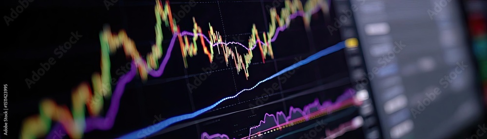 Aufkleber Overbought signal from trend with support and exit strategy concept. Dynamic stock market graph showing trends and financial data.