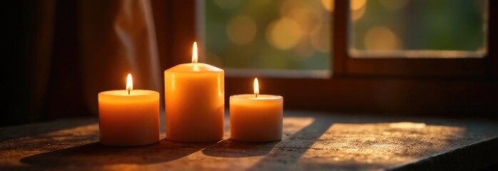 Moments of relaxation with scented candles, free space for text