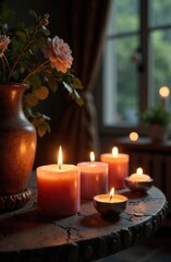 Moments of relaxation with scented candles, free space for text