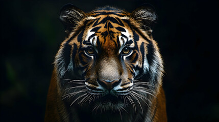 Fototapeta premium Close-up of a tiger's intense gaze.