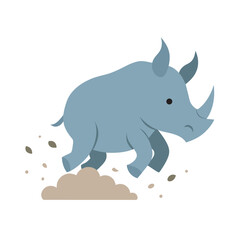 Rhino Charging With Dust Cloud
