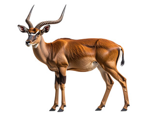 Fototapeta premium Elegant Antelope in Side Profile with Long Curved Horns, Isolated on Transparent Background