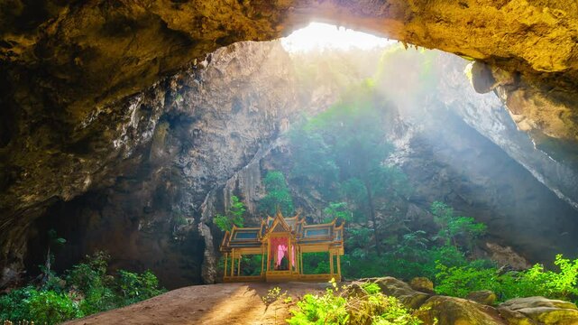 Timelapse Phraya Nakhon Cave is a cave located in Khao Sam Roi Yot National Park, Prachuap Khiri Khan. Inside the cave is the Phra Thinang Khuha Khrueasri, built during the reign of King Chulalongkorn
