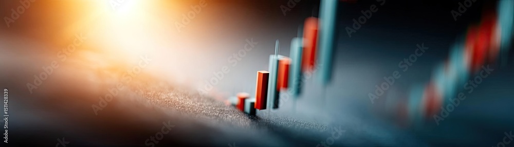 Poster Candlestick pattern based on entry and indicator exit timing concept. Concept of financial growth shown by rising chart bars in focus.