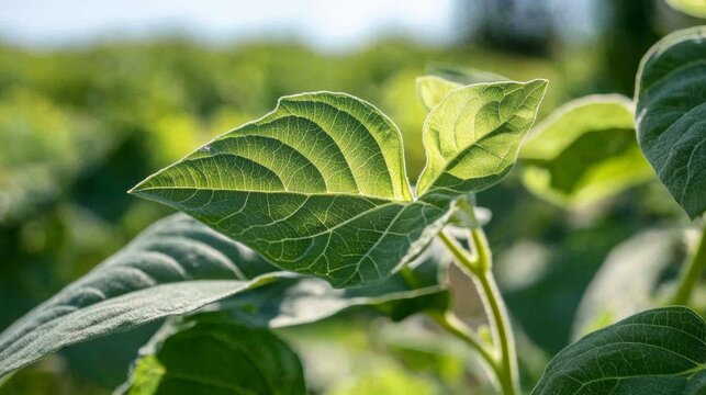 Exploring bright green sunflower leaf textures in nature close-up photography vibrant outdoor environment soft detail focus