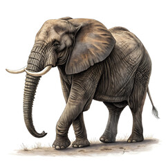 Obraz premium A full-body African elephant standing side-on with detailed skin texture and natural lighting.