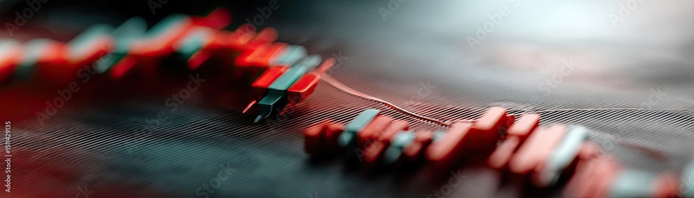 Poster volume spike analysis with price and trend support concept. close-up view of colorful sound waveform