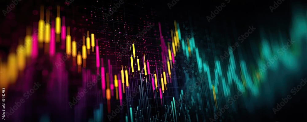 Aufkleber volume spike analysis with price and trend support concept. colorful digital data visualization on a