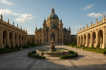 Obraz premium 中世ヨーロッパ風・王宮内の広場