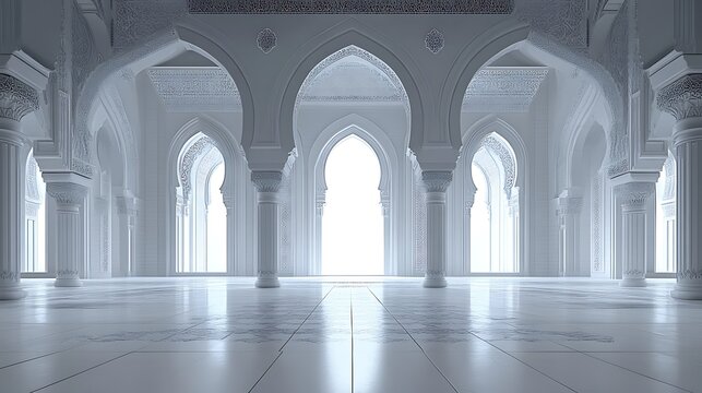 Elegant white mosque interior - Powered by Adobe