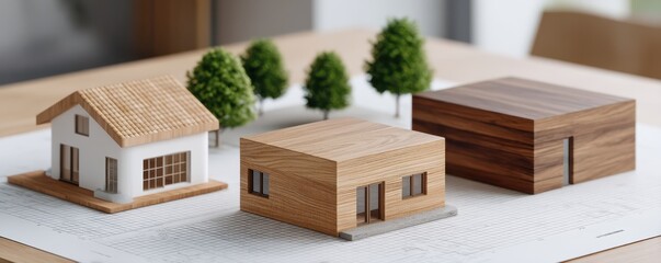 Miniature Architectural Models on Blueprints with Trees