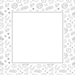 school frame. doodle education square frame. hand drawn school and education frame background. school background