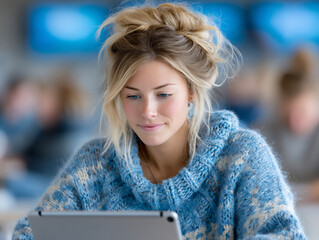 a student using a digital pen to annotate a physical textbook.