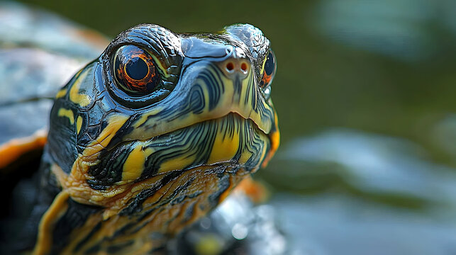 Close-up view of a turtle's head.