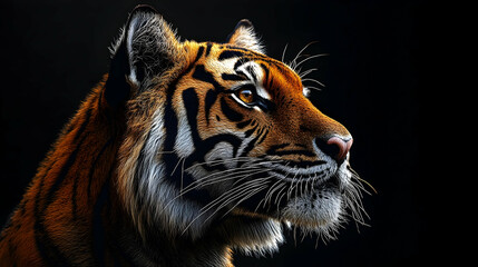Close-up profile of a tiger.