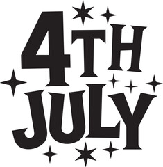 Bold Happy 4th of July Typography with Stars and Fireworks – Independence Day USA Vector Design