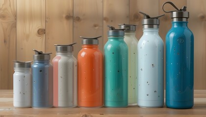 blue water bottle with label
