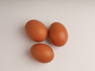 Chicken eggs on white background