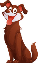 Cartoon Brown Dog Character Sitting with Tongue Out, Smiling Adorably.