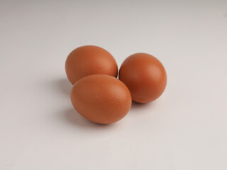 Chicken eggs on white background