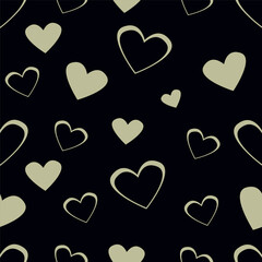 Seamless repeating tiling heart flat icon pattern of dark salmon and usafa blue color. Background for story