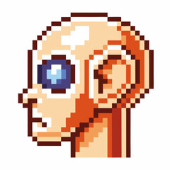 Fototapeta premium pixel art robot head, futuristic cyborg profile, retro 8 bit