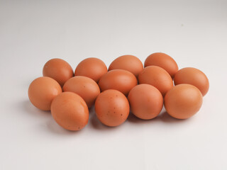 Chicken eggs on white background