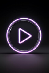 Glowing power play button with neon light, Representing media playback video content and streaming. Start play button, Circle Play button icon
