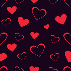 Seamless purple heart pattern background.Simple heart shape seamless pattern in diagonal arrangement. Love and romantic