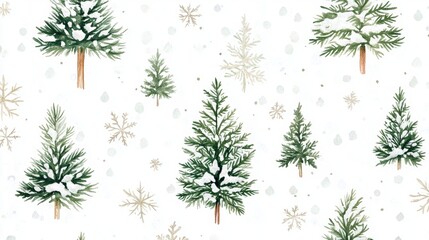 Gentle watercolor illustration of pine trees nature landscape visual art serene environment aerial view soft and tranquil concept