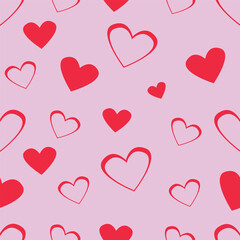 Seamless purple heart pattern background.Simple heart shape seamless pattern in diagonal arrangement. Love and romantic