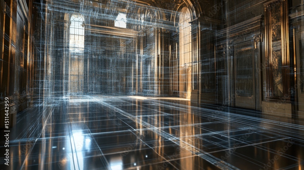 Poster exploring digital craftsmanship in matrix b 3d visualization of contemporary spaces in an immersive 