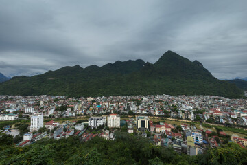 Panoramic view of Ha Giang town in the remote parts of northern Vietnam