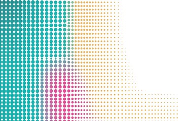 Abstract halftone pattern in teal, rose, and beige on white background,  color,   tones