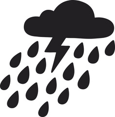 A silhouette image shows a cloud releasing rain into a puddle below, capturing a simple yet poetic weather-themed scene.