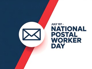 National postal worker day graphic with envelope icon and patriotic color scheme design element
