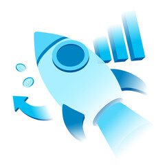 Startup launch with rocket and metrics