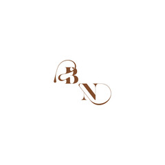 bold and hairline initial wedding logo concept BN elegant curve monogram letter