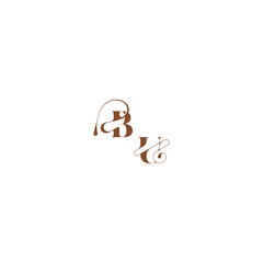 bold and hairline initial wedding logo concept BU elegant curve monogram letter